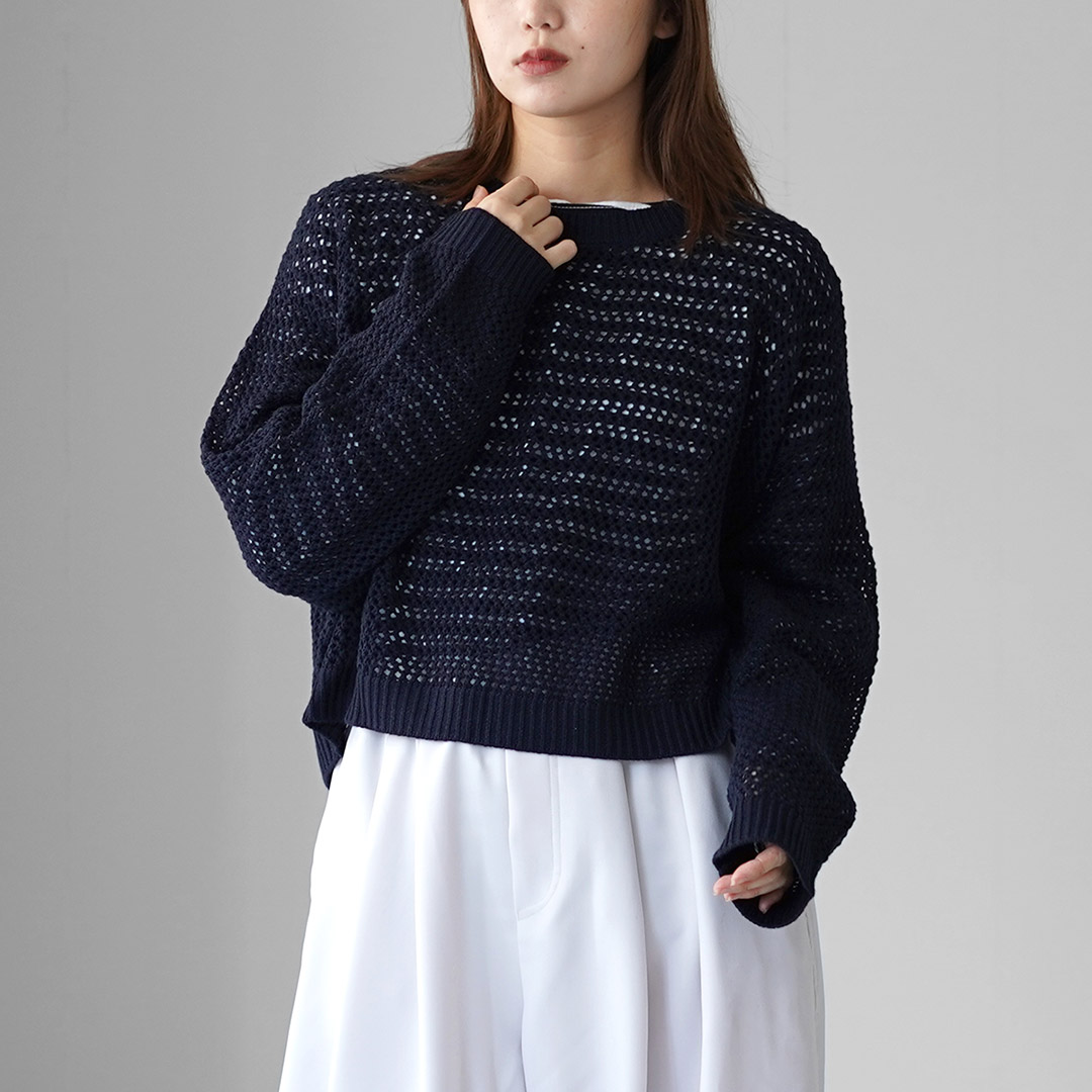 mizuiroind（ミズイロインド） メッシュ クルーネック プルオーバー