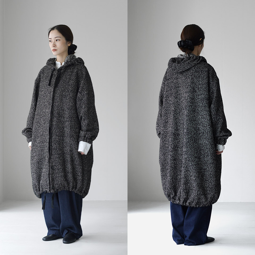 mizuiroind（ミズイロインド） ウールブレンド フーデッド コート