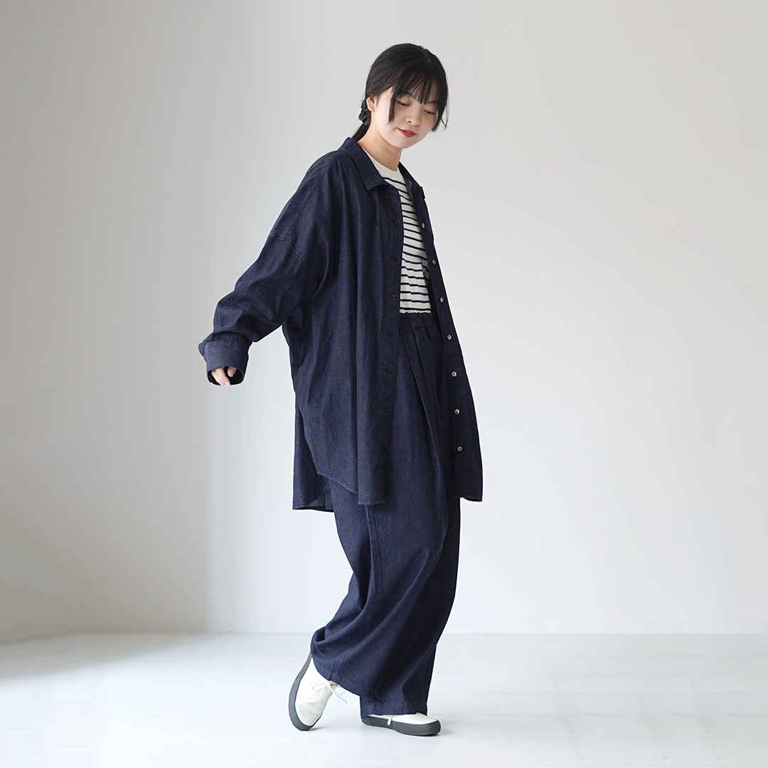 mizuiroind（ミズイロインド） デニム タック ワイドパンツ / ジーンズ