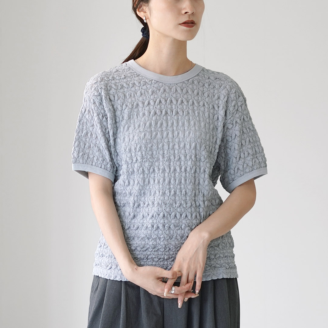mizuiro ind / ミズイロインド mizuiro ind ストレッチレースクルーネックTシャツ mizuiroind mizuiro ind（ミズイロインド） ストレッチレース