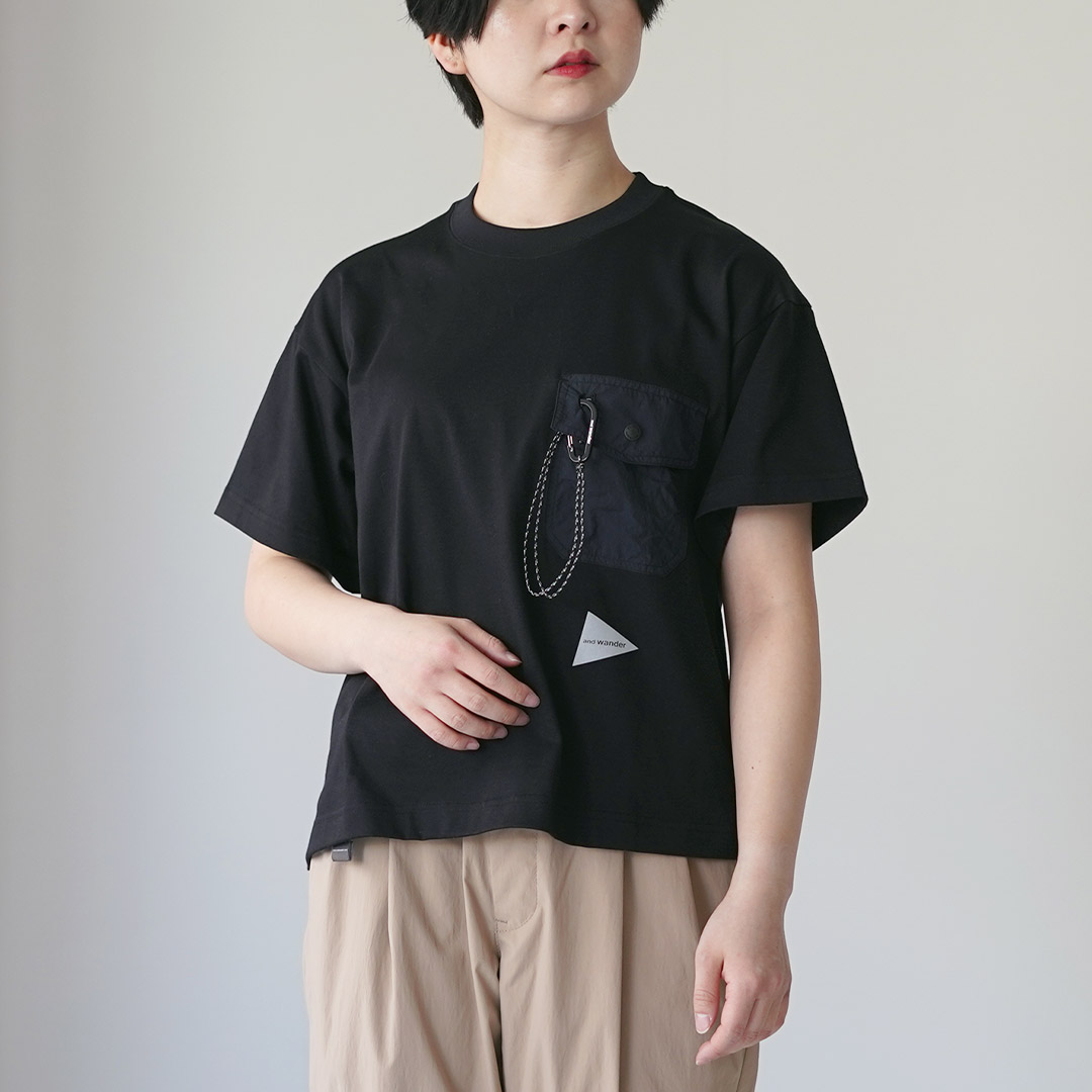 and wander（アンドワンダー） ポケットTシャツ W / レディース 半袖