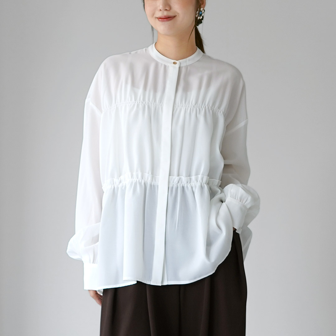 CYAN TOKYO（シアントーキョー） シャーリング ティアードブラウス