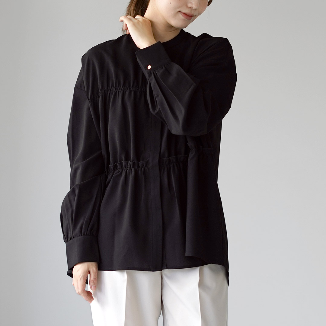 CYAN TOKYO シアントーキョー黒 長袖 トップス　今期　未使用 ご予約品 CYAN TOKYO シアントーキョー back gather tulle tops 610437