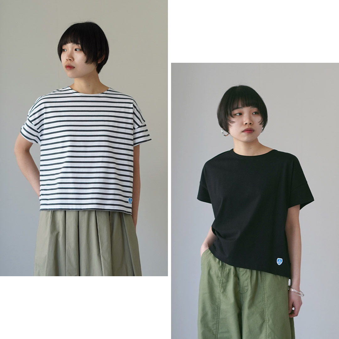 ORCIVAL（オーシバル） ボートネック ショートスリーブ プルオーバー