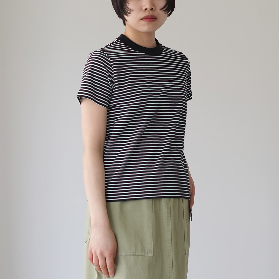 ORCIVAL（オーシバル） クルーネック ボーダー ショートスリーブ プル