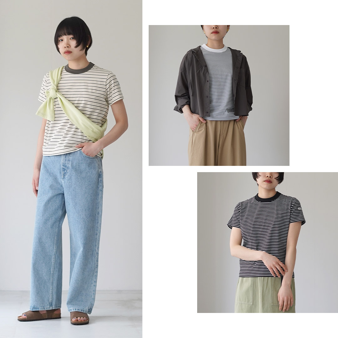 ORCIVAL（オーシバル） クルーネック ボーダー ショートスリーブ プル