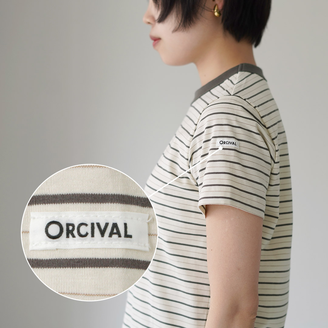 ORCIVAL（オーシバル） クルーネック ボーダー ショートスリーブ プル