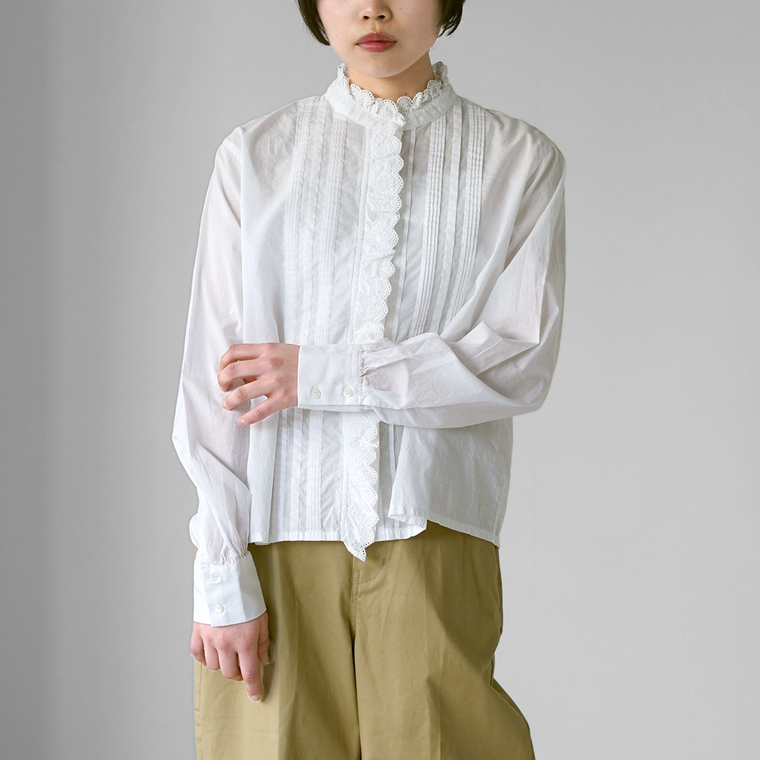 MidiUmi（ミディウミ） ピンタック レースシャツ / レディース