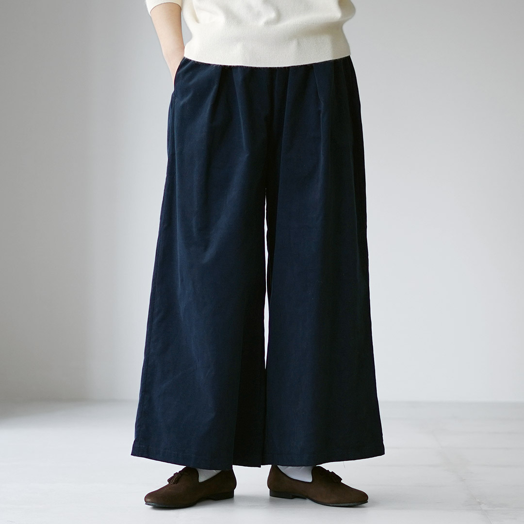 mizuiroind（ミズイロインド） コーデュロイ タック ワイド パンツ