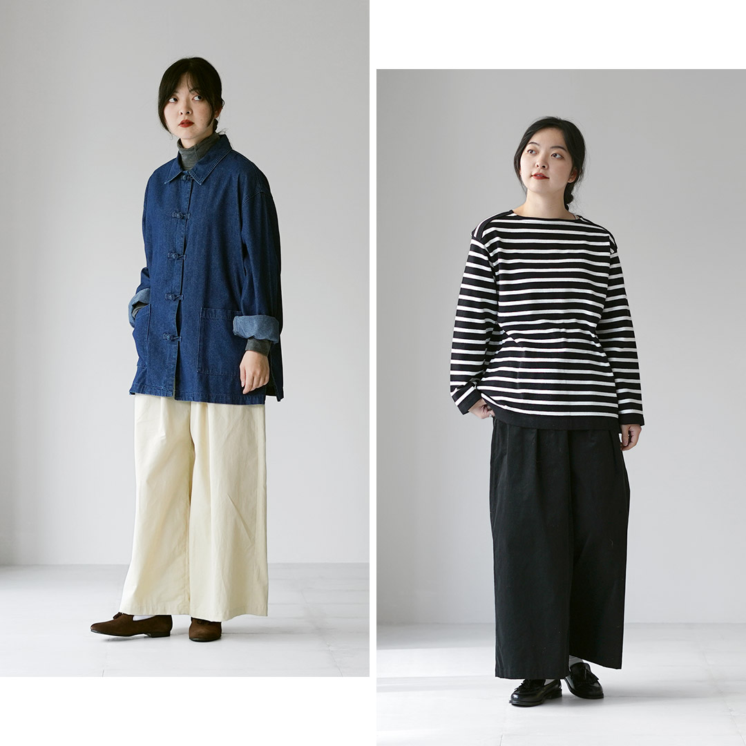 mizuiroind（ミズイロインド） コーデュロイ タック ワイド パンツ
