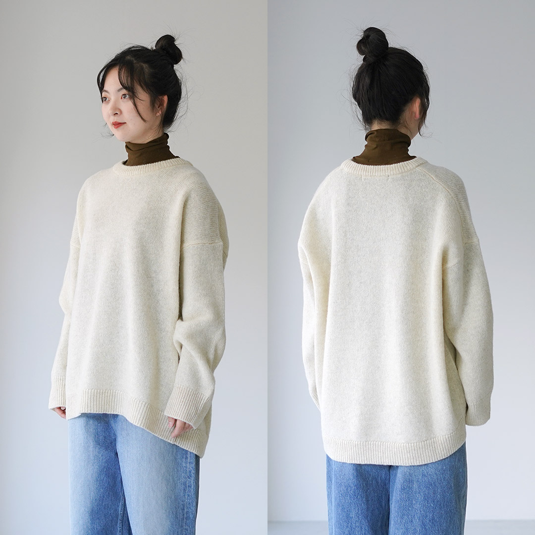 mizuiroind（ミズイロインド） ミドルゲージ クルーネック ワイド プル