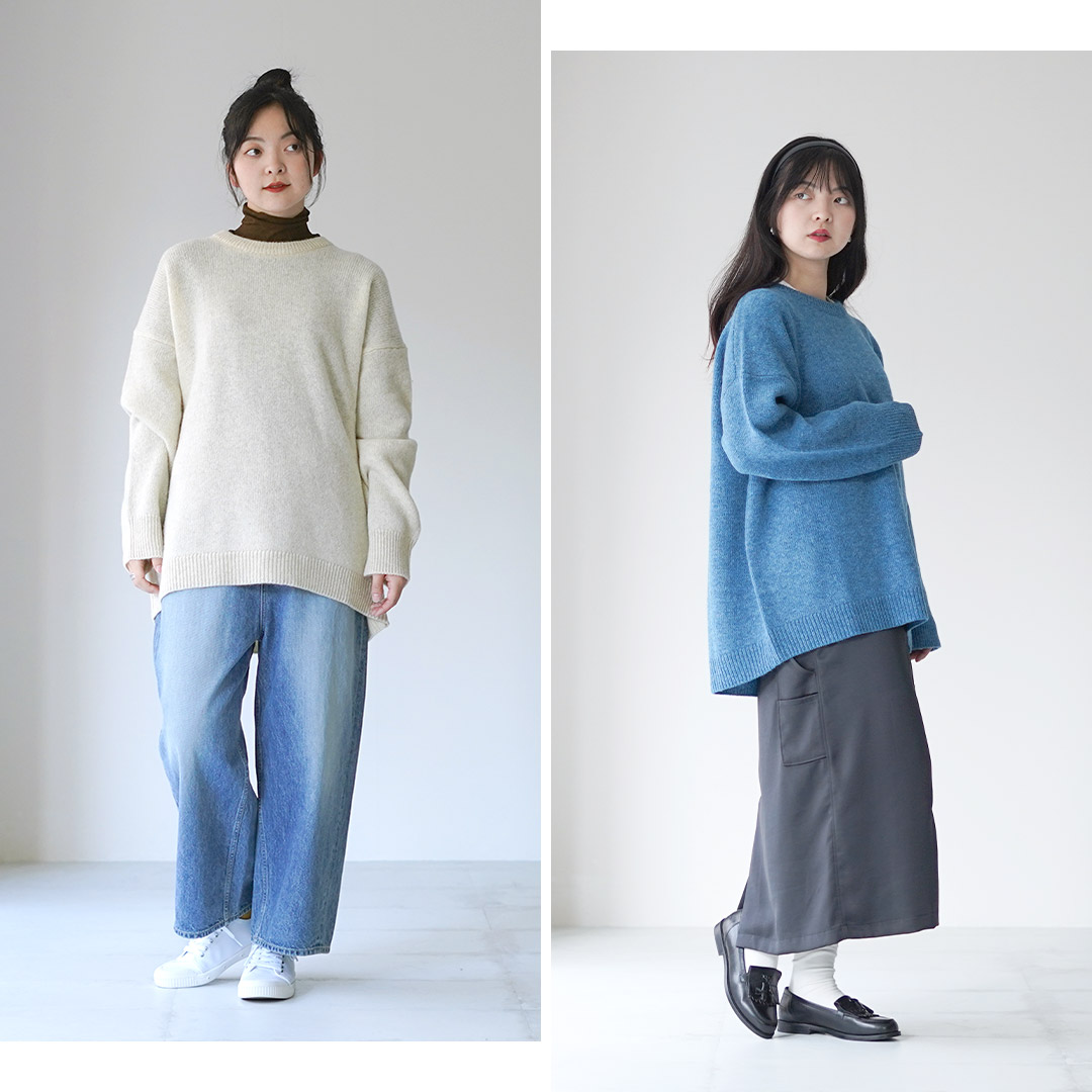 mizuiroind（ミズイロインド） ミドルゲージ クルーネック ワイド プル