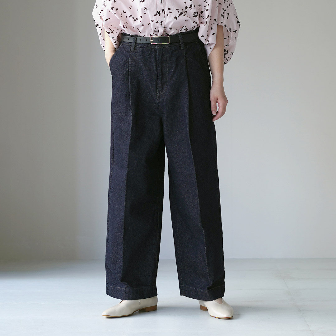 mizuiroind（ミズイロインド） ワイドデニム スラックス / レディース