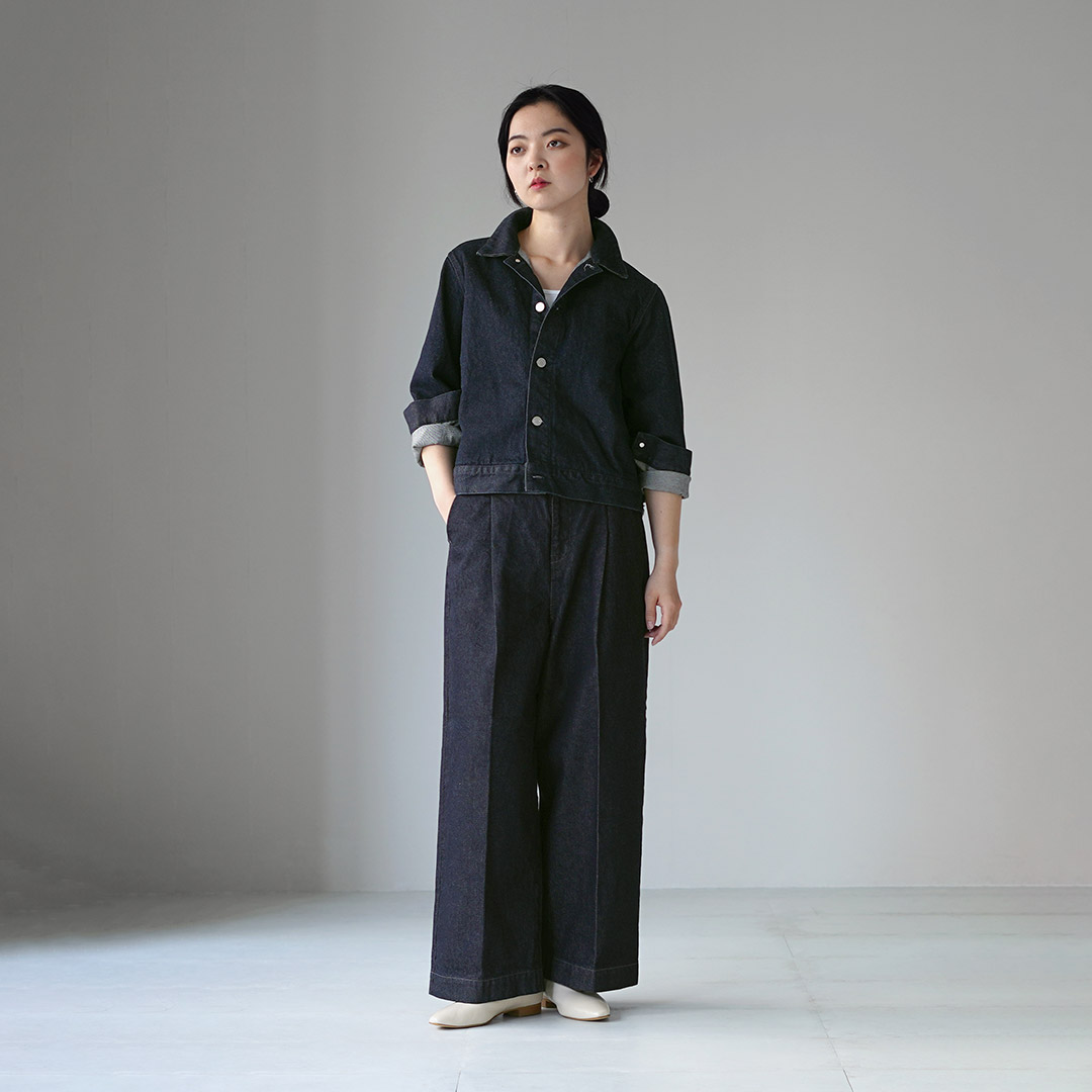 mizuiroind（ミズイロインド） ワイドデニム スラックス / レディース