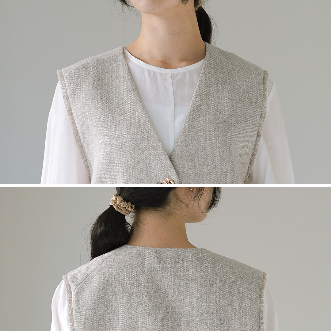 CHIGNON（シニヨン） ツイード ショートベスト / レディース 前開き
