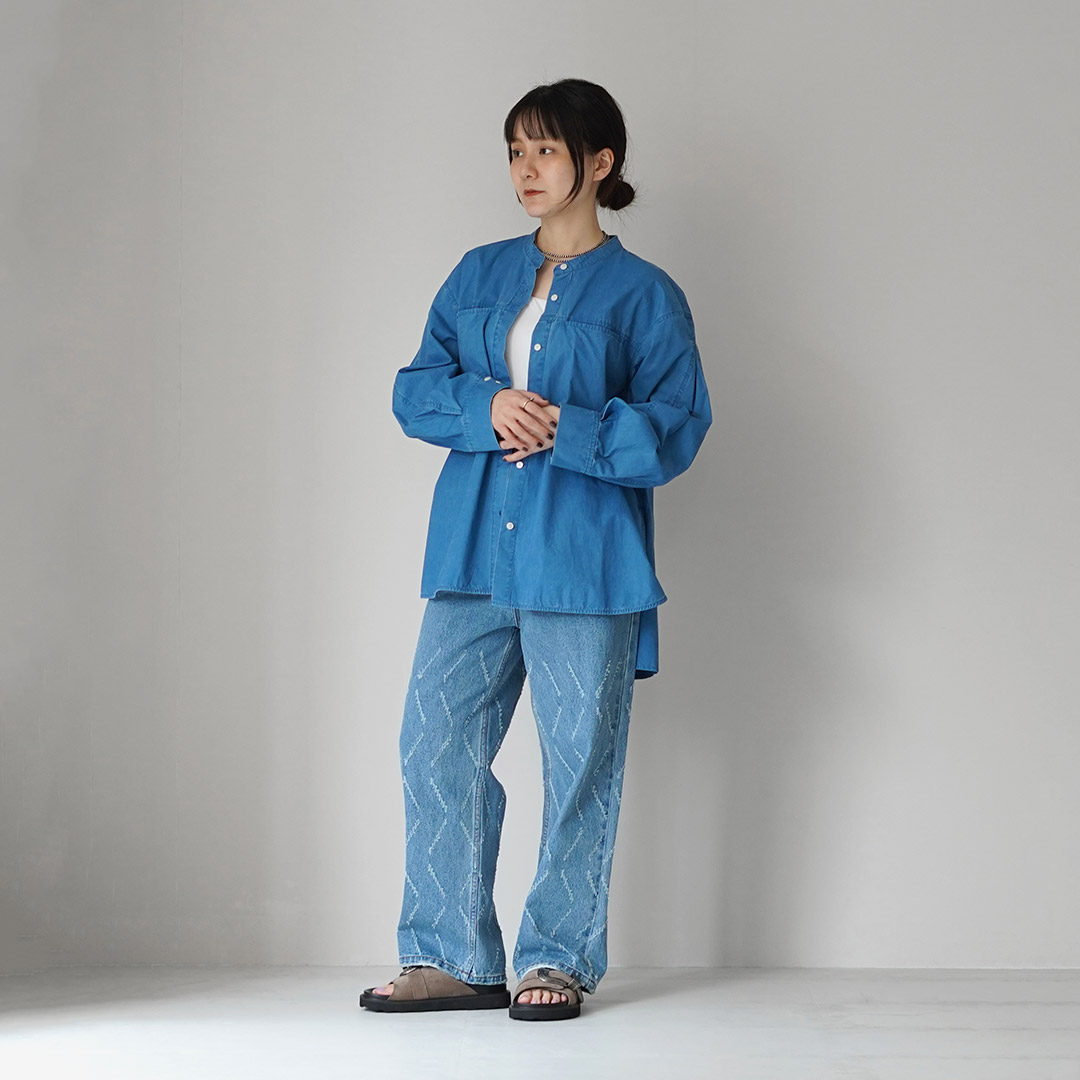 新品YENNイエン LASER CUT デニム レーザーカットSize40 YENN YENN（イェン） レーザーカット ワイドデニム パンツ