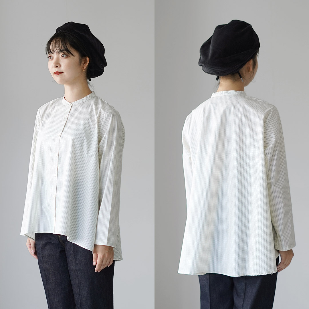 新品・美品♪ミディウミ◆フーディプルオーバーシャツ　ブラウス　コットン MidiUmi（ミディウミ） ドット ワイド プルオーバー 日本製
