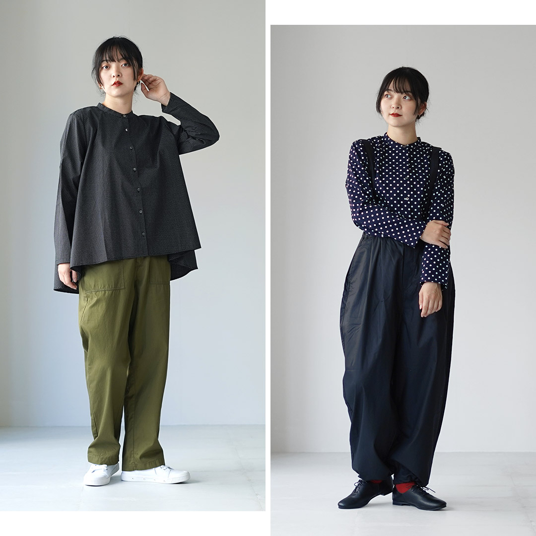 新品・美品♪ミディウミ◆フーディプルオーバーシャツ　ブラウス　コットン MidiUmi（ミディウミ） ドット ワイド プルオーバー 日本製