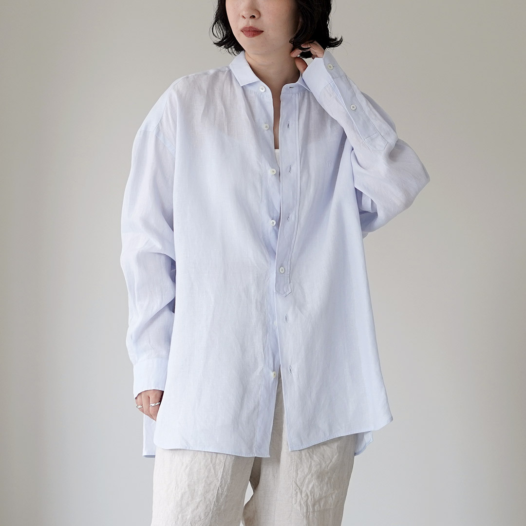 美品 ティッカ リネン スクエアビッグシャツ ホワイト 長袖 TICCA（ティッカ） リネン スクエアビッグシャツuni 日本製