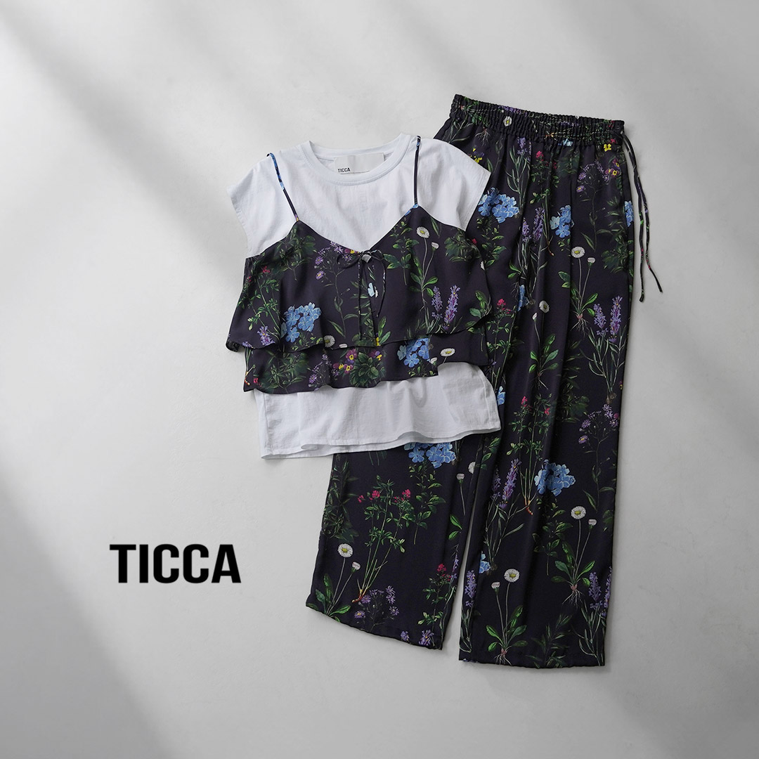 TICCA（ティッカ） フラワープリントパンツ 日本製 / レディース イージーパンツ ウエストゴム 花柄の画像
