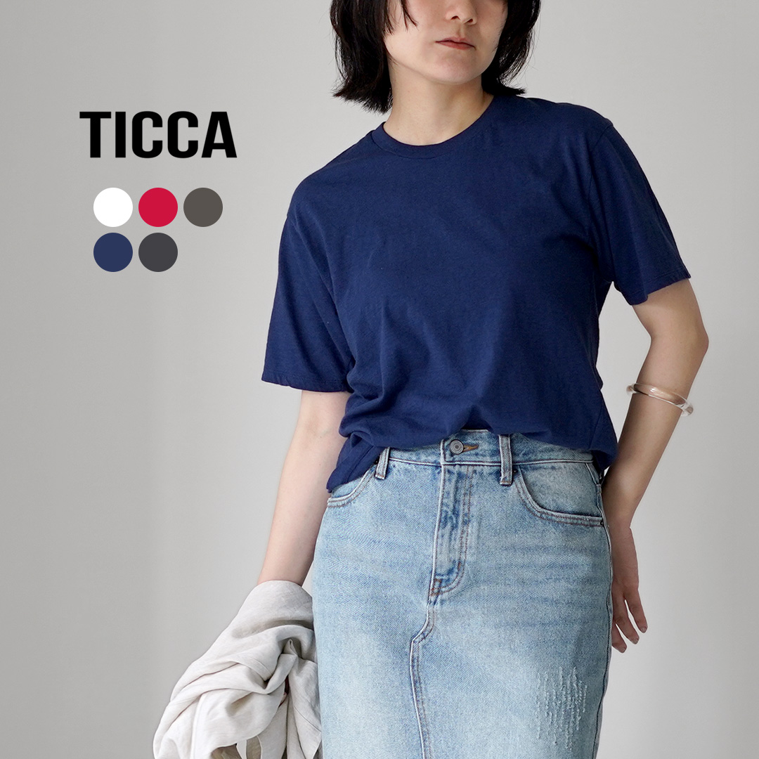 TICCA（ティッカ） エンブロイダリーTシャツ 日本製 / レディース 半袖 無地 TIC_TEE