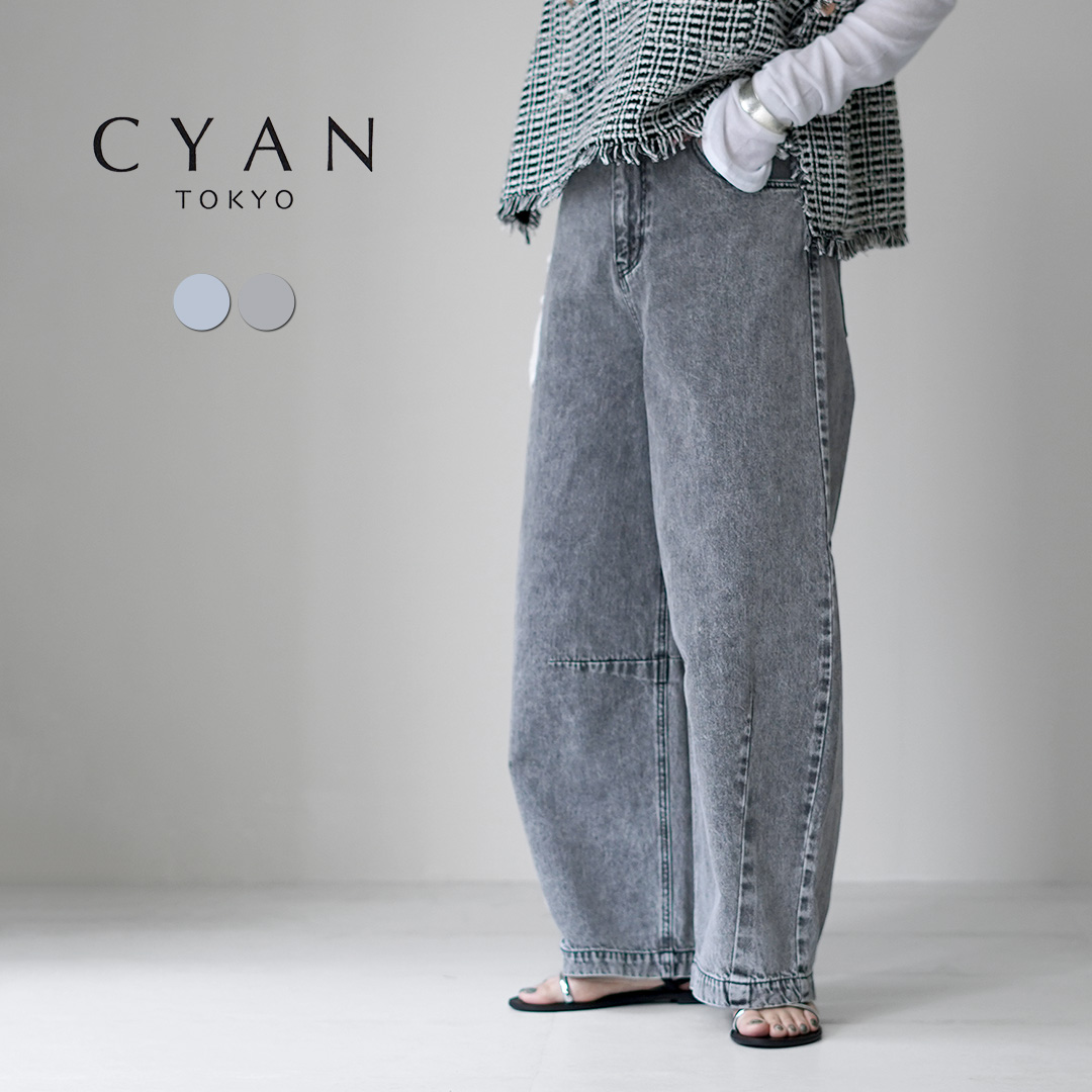 CYAN TOKYO（シアントーキョー） 3Dタックケミカルワイド デニムパンツ