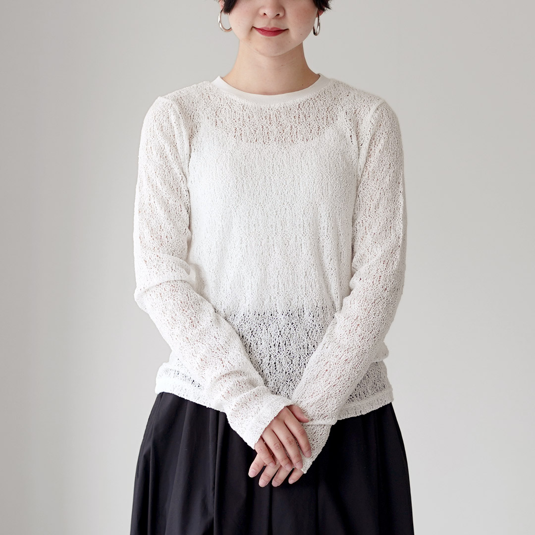 mizuiroind（ミズイロインド） レース クルーネック Tシャツ 日本製