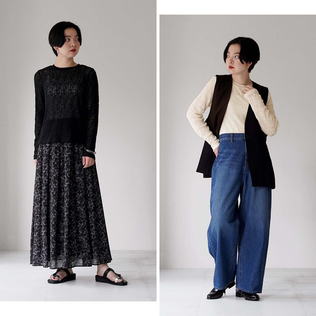 mizuiroind（ミズイロインド） レース クルーネック Tシャツ 日本製