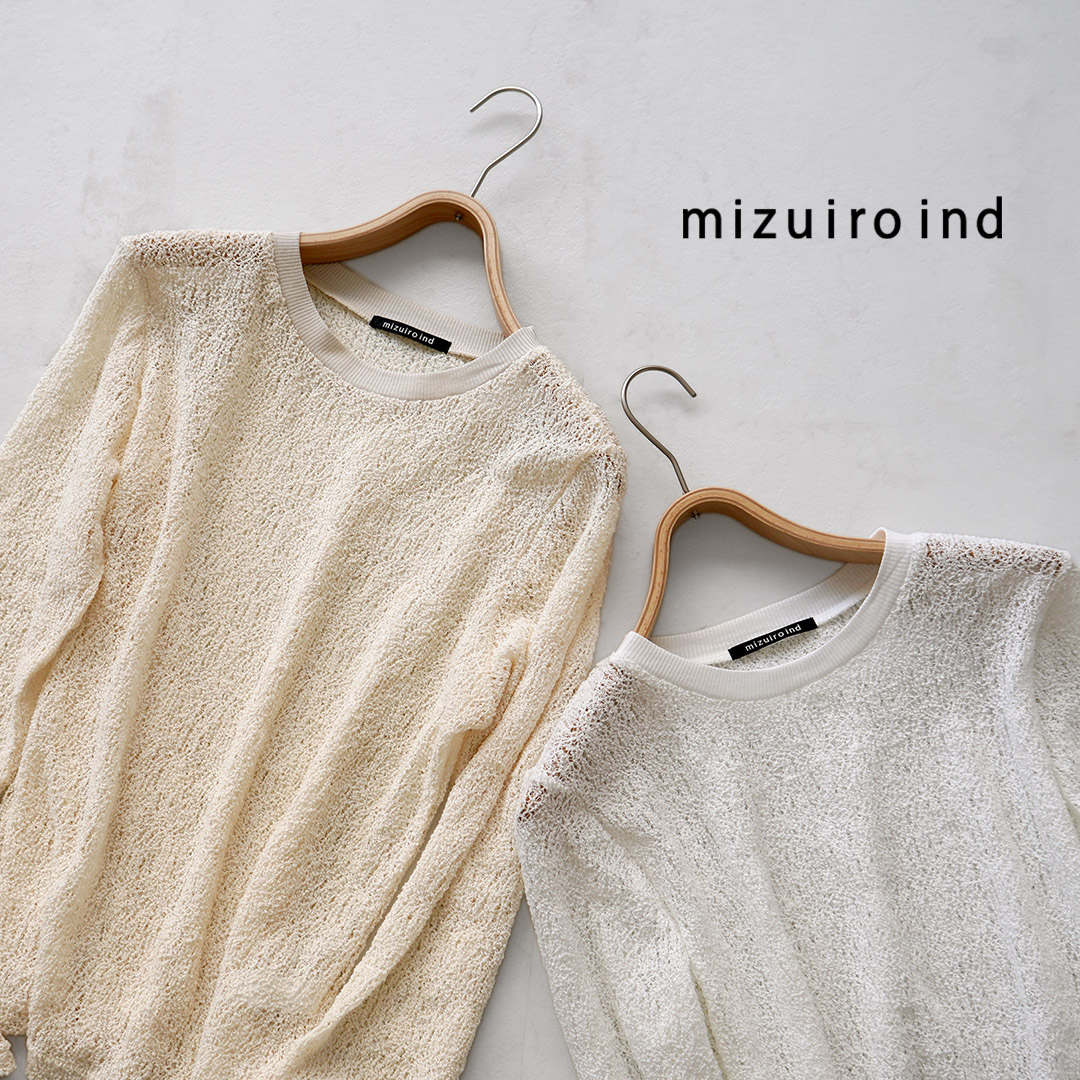 mizuiroind(ミズイロインド) レース クルーネック Tシャツ 日本製 mizuiroind(ミズイロインド) レース クルーネック Tシャツ 日本製