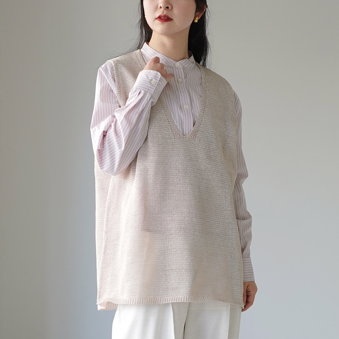 mizuiroind（ミズイロインド） ワイド Vネック ベスト / レディース