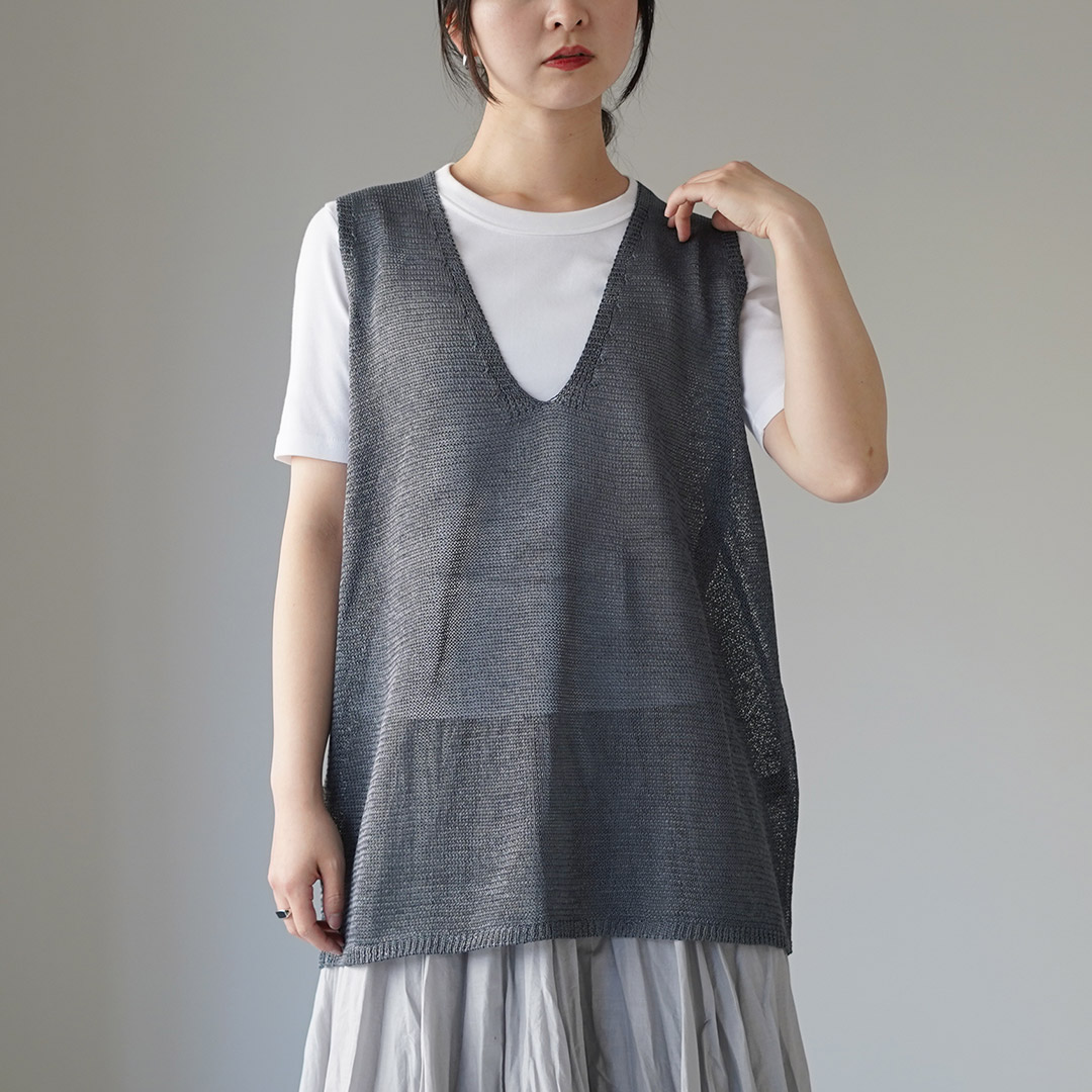 mizuiroind（ミズイロインド） ワイド Vネック ベスト / レディース