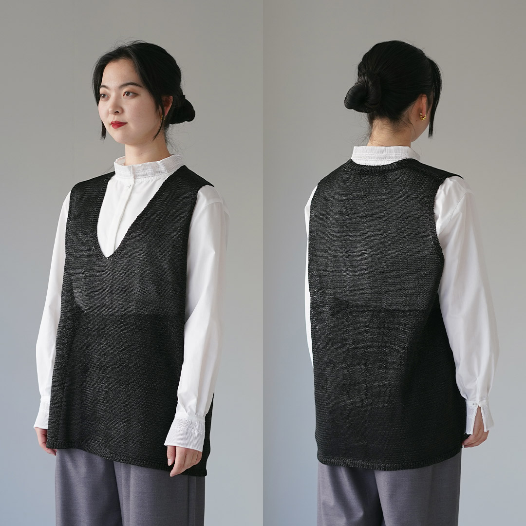 mizuiroind（ミズイロインド） ワイド Vネック ベスト / レディース