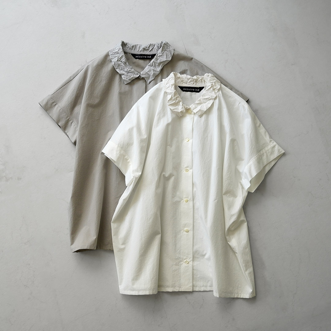 mizuiroind（ミズイロインド） ワッシャーカラー ワイドシャツ 日本製