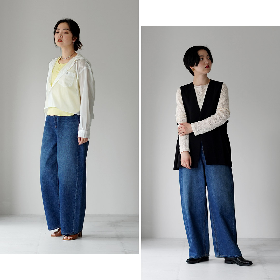 mizuiroind（ミズイロインド） ハイウエスト デニムパンツ