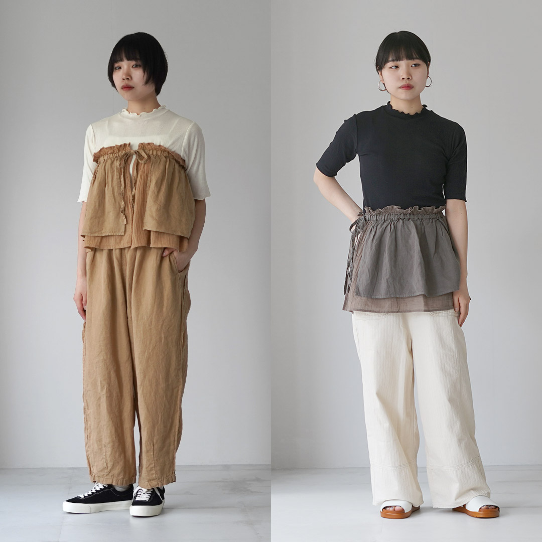 tumugu（ツムグ） スフレランダムテレコ 五分袖プルオーバー 日本製