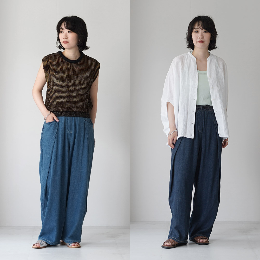 CYAN TOKYO（シアン トーキョー） オーバータック リネンデニム ワイド