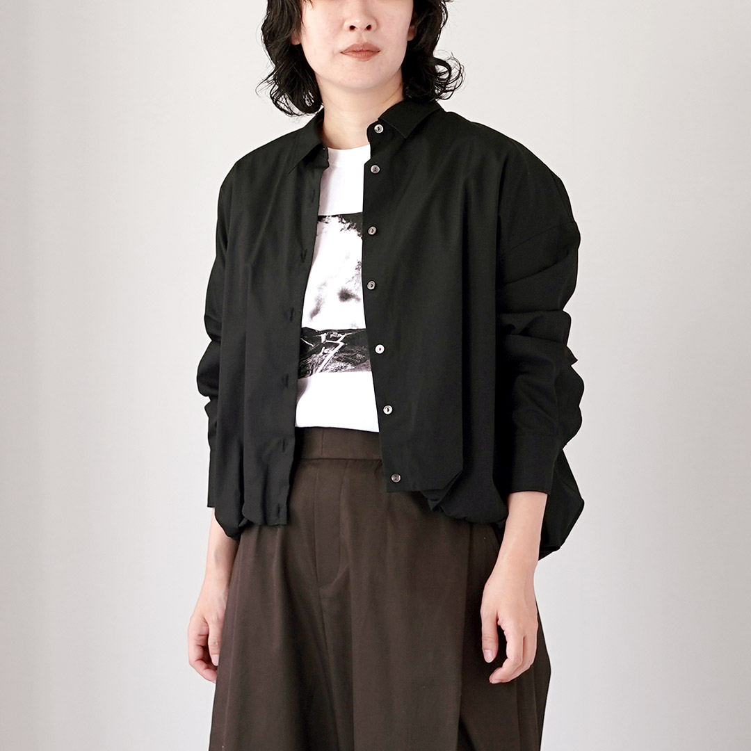 美品【mizuiroind】 ミズイロインド (F) 長袖シャツ ロング丈 mizuiroind（ミズイロインド） ロングスリーブ バルーンシャツ 日本製