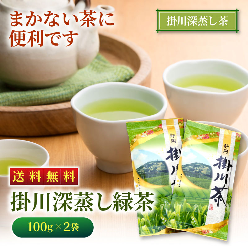 掛川深蒸し緑茶（平袋）100g×2袋 緑茶 お茶 静岡茶 煎茶 深蒸し茶 掛川