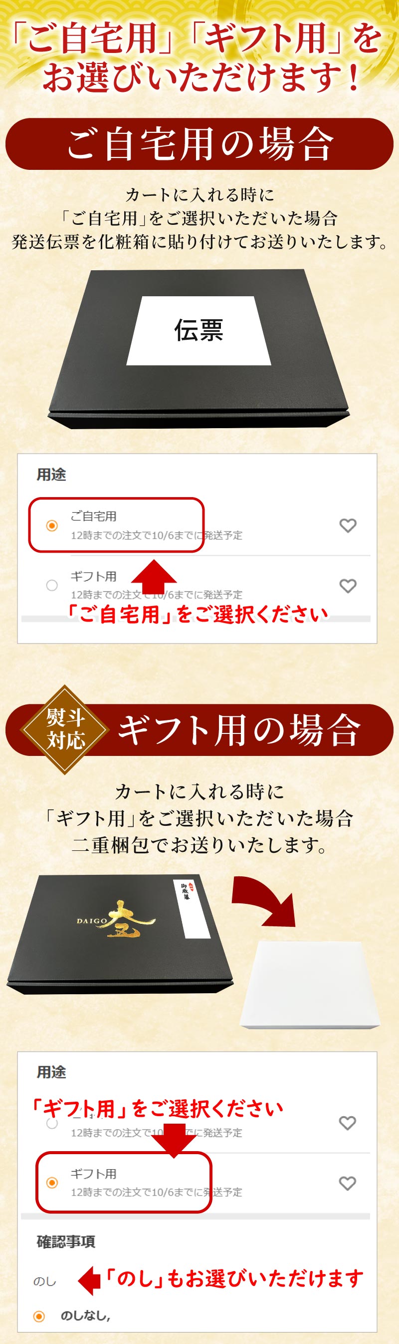ご自宅用にも、ギフト用にも対応