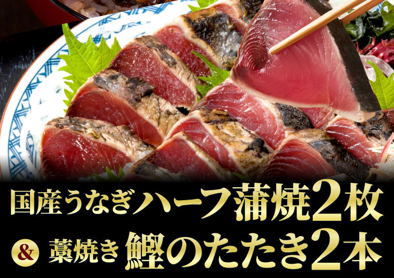 うなぎハーフ2枚とたたき2本