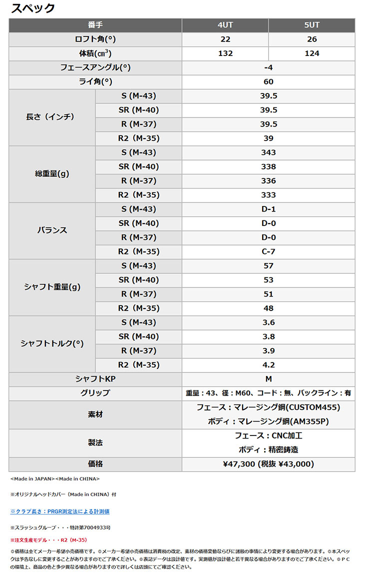 PRGR ユーティリティ（ロフト角：22度）の商品一覧｜クラブ（メンズ