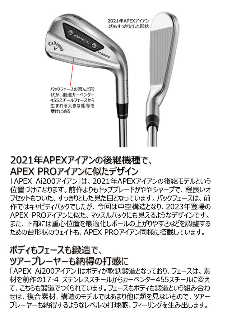 メーカーカスタム】 キャロウェイ APEX Ai200 アイアン ダイナミックゴールド95・105 シャフト #5-Pw (6本セット)  Callaway 2024年 : 24apexai200ir-05 : 第一ゴルフ - 通販 - Yahoo!ショッピング