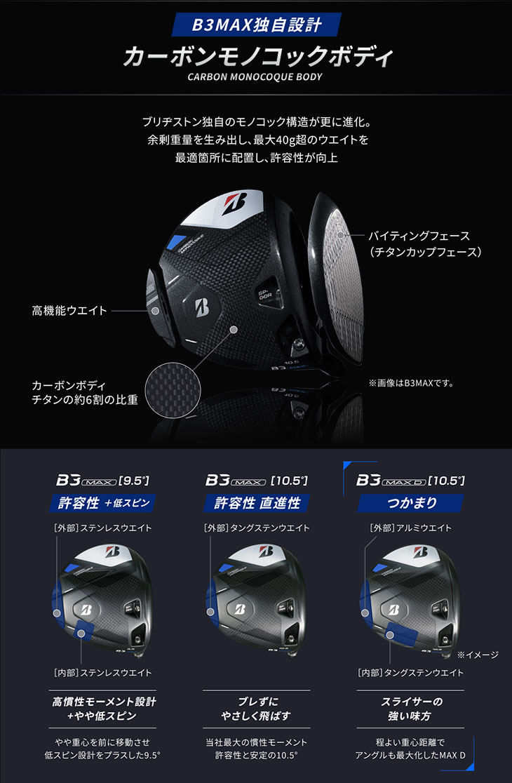 【メーカーカスタム】 ブリヂストン ゴルフ B3 MAX、B3 MAX D ドライバー 藤倉 ベンタス TR ブラック シャフト 2024 GOLF VENTUS TR BLACK｜daiichigolf｜05