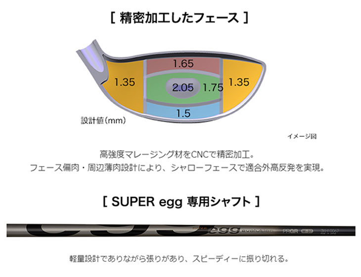 プロギア スーパーエッグ フェアウェイウッド SUPER egg 専用シャフト PRGR SUPER egg/高反発モデル｜daiichigolf｜09