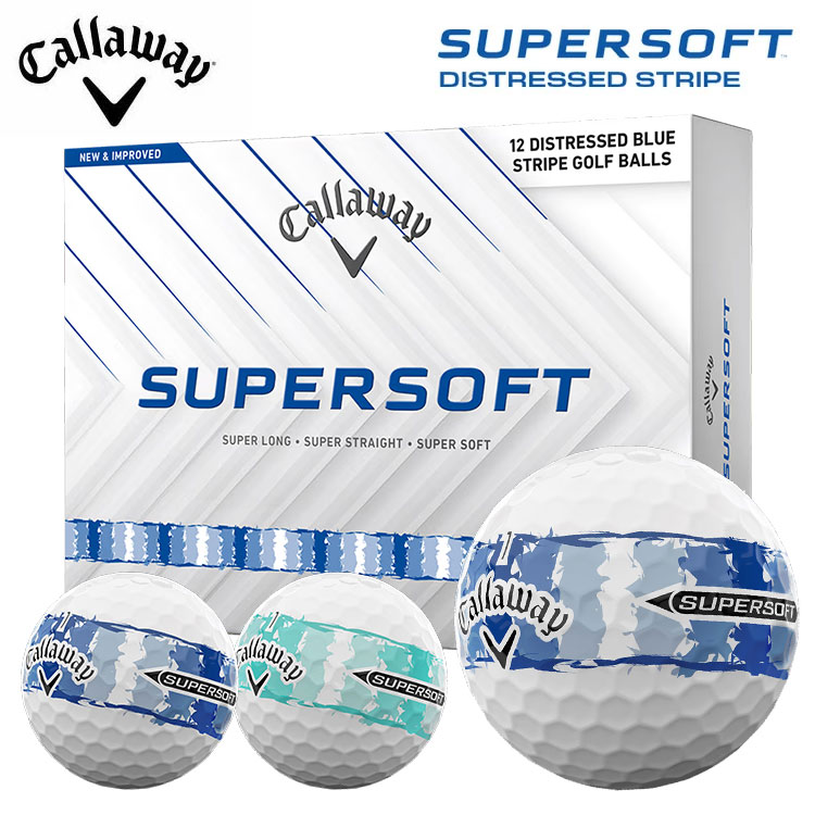 �L�����E�F�C Callaway �S���t�{�[�� 1�_�[�X(12������) SUPERSOFT DISTRESSED STRIPE �u���[�{�[�� �e�B�[���{�[�� ���C������{�[��