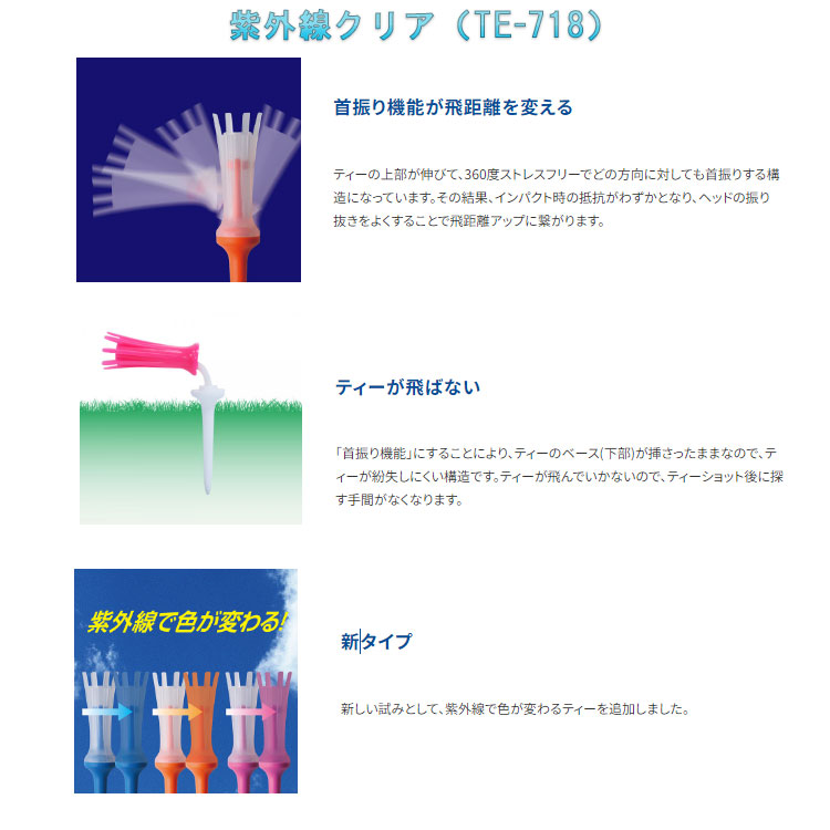【2個セット・送料無料】ダイヤ エアロスパークティー ロング TE-718 TE-708 TE-408 AERO SPARK TEE ゴルフ ネコポス対応 関連画像5