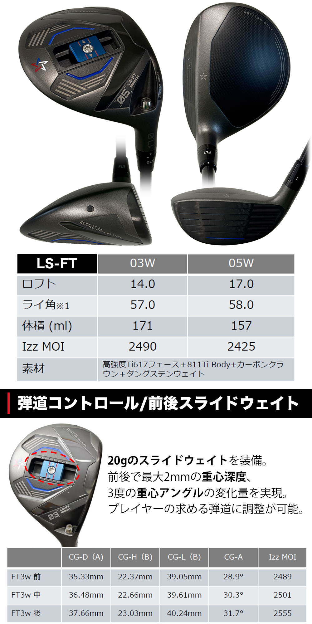【予約】ARTISAN アーティザン FW LS-FX/LS-FX MAX/LS-FT フェアウェイウッド グラファイトデザイン ツアーAD HDシャフトの画像