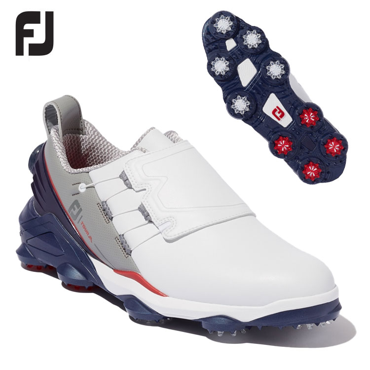 【大特価！】フットジョイ ゴルフシューズ メンズ ツアーアルファ ボア FOOTJOY MENS TOUR ALPHA BOA 53375 ホワイト/ネイビー/レッド ソフトスパイク