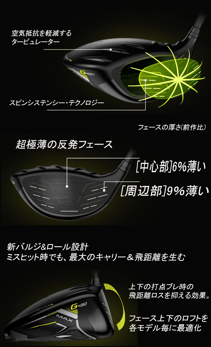 (高反発セット) PING G430 MAX/SFTドライバー  ALTA J CB BLACK カーボンシャフト 日本正規品｜daiichigolf｜06