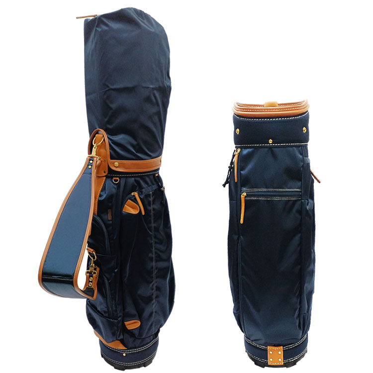新春SALE！ 考英舎 キャディバッグ 10型 軽量 2.8kg ハンドメイド 高密度ツイルナイロン ネイビー・ライトブラウン 【1083376030】(39600円)